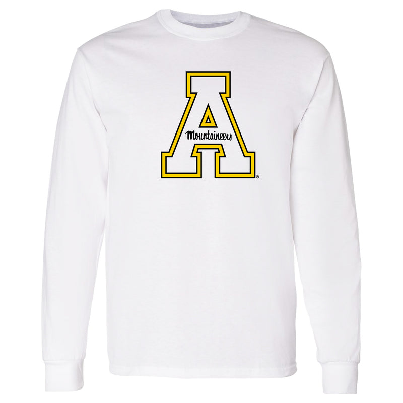 Appalachian State University Mountaineers Primary Logo Cotton Long Sleeve T-Shirt - White