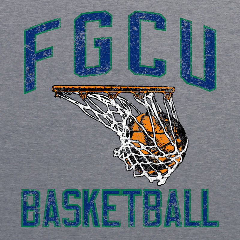 Florida Gulf Coast University Eagles Retro Faded Basketball Next Level Short Sleeve T Shirt - Premium Heather