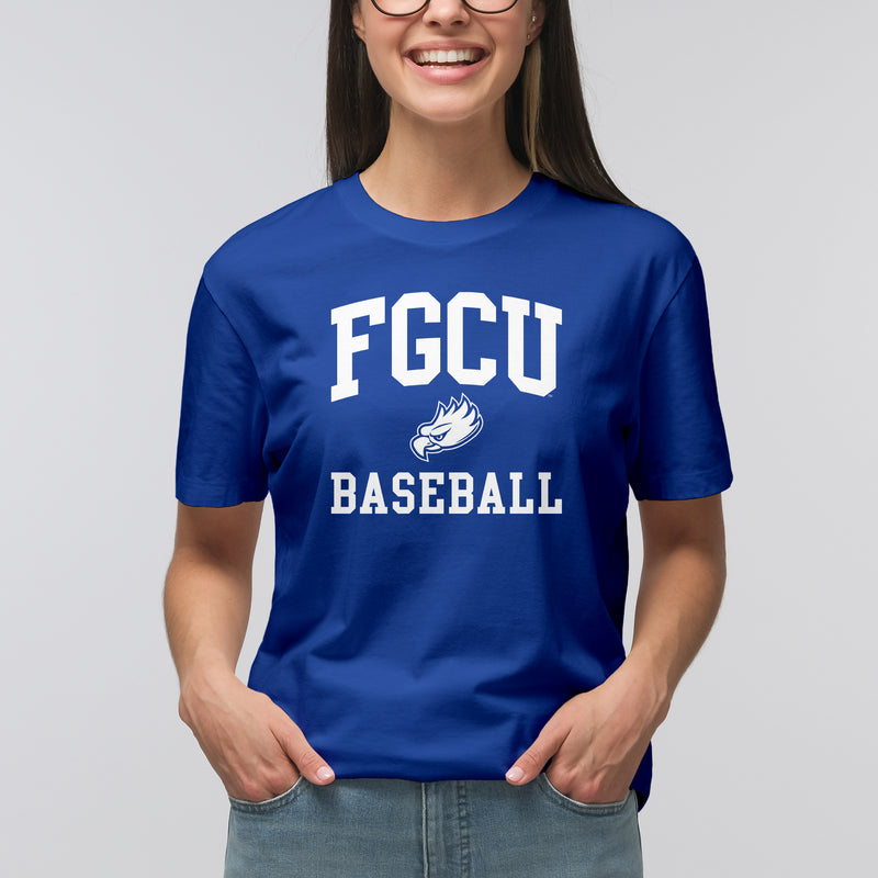 Florida Gulf Coast University Eagles Arch Logo Baseball Short Sleeve T Shirt - Royal