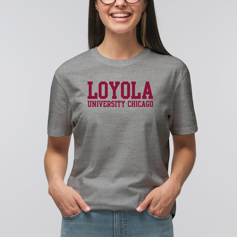Loyola University Chicago Ramblers Basic Block Short Sleeve T-Shirt - Sport Grey