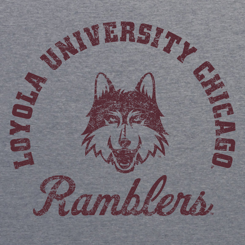 Loyola University Chicago Ramblers Retro Script Next Level Short Sleeve T Shirt - Premium Heather