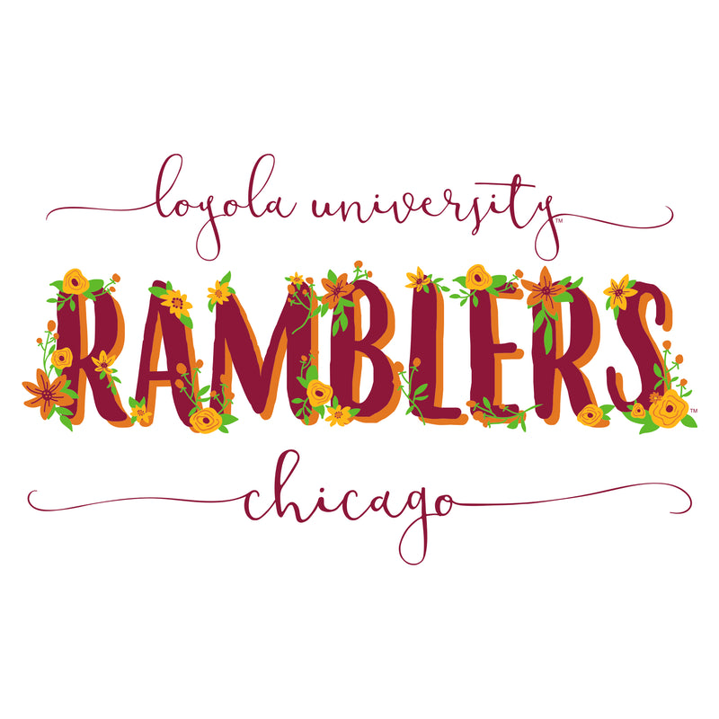 Loyola University Chicago Ramblers Floral Womens Short Sleeve T Shirt - White