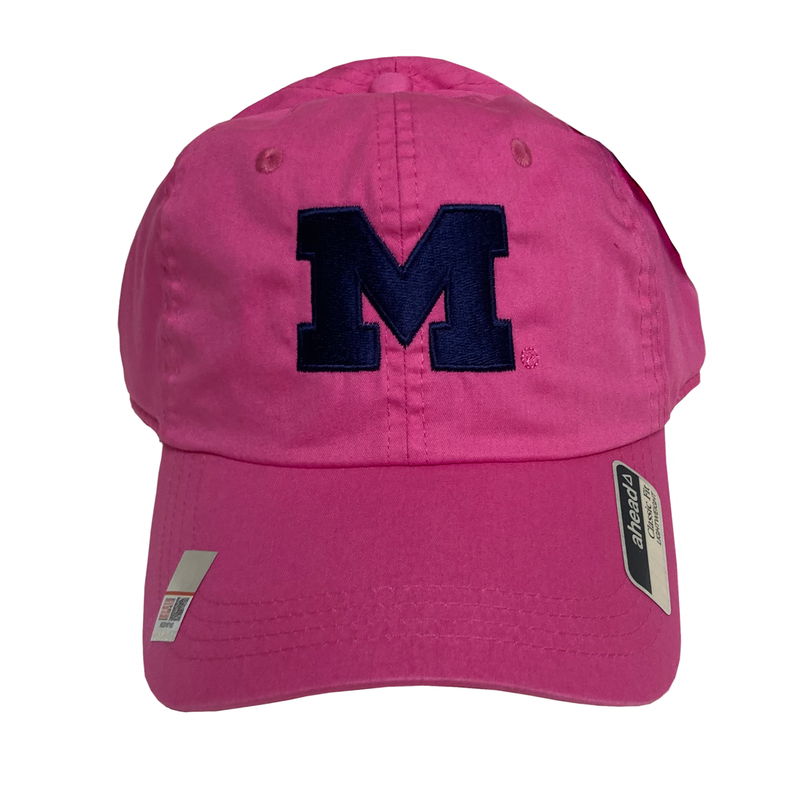 Michigan Lightweight Classic Fit Velcro Closure Hat w/Navy Block M - Flamingo Pink