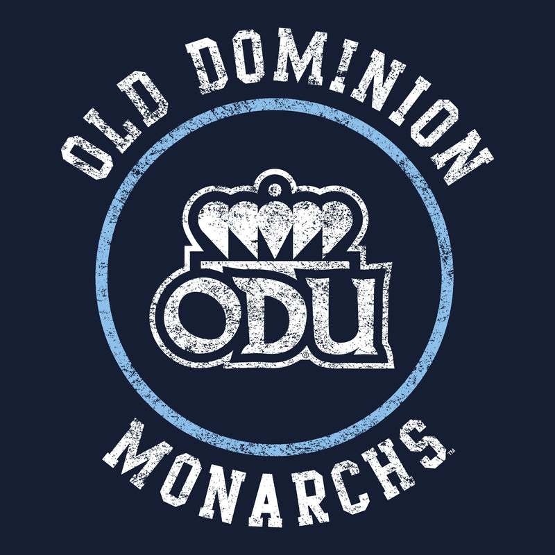 Old Dominion University Monarchs Distressed Circle Logo Heavy Cotton Long Sleeve - Navy