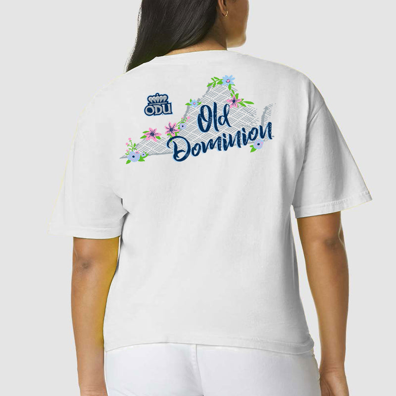 Old Dominion University Monarchs Floral State Comfort Colors Short Sleeve T Shirt - White