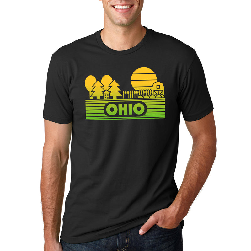 Ohio Groovy Sunset Premium Cotton T-Shirt - Black