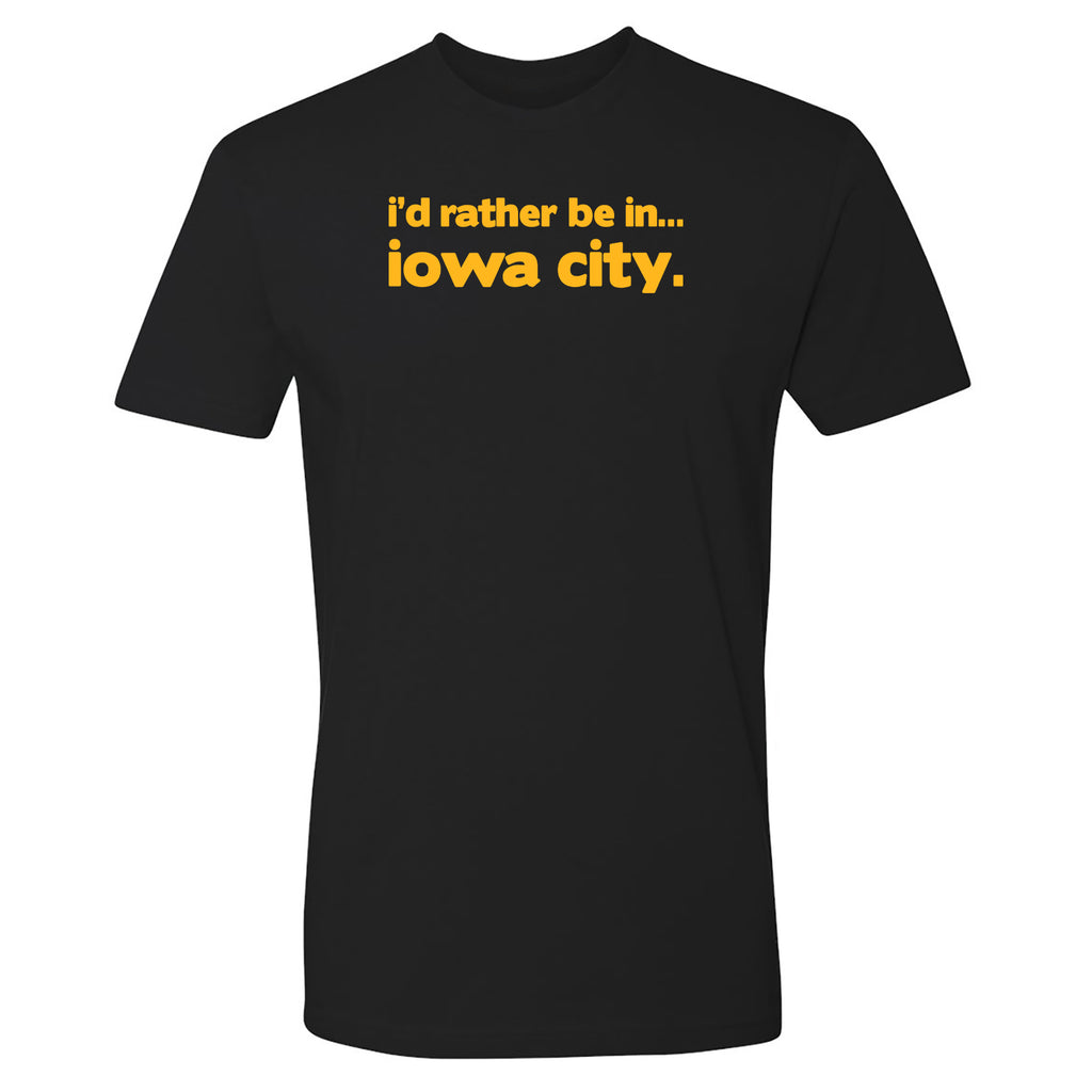 I'd Rather Be in Iowa City NLA Short Sleeve T-Shirt in Black | Size: Small | by Underground Printing, image size:1024x1024