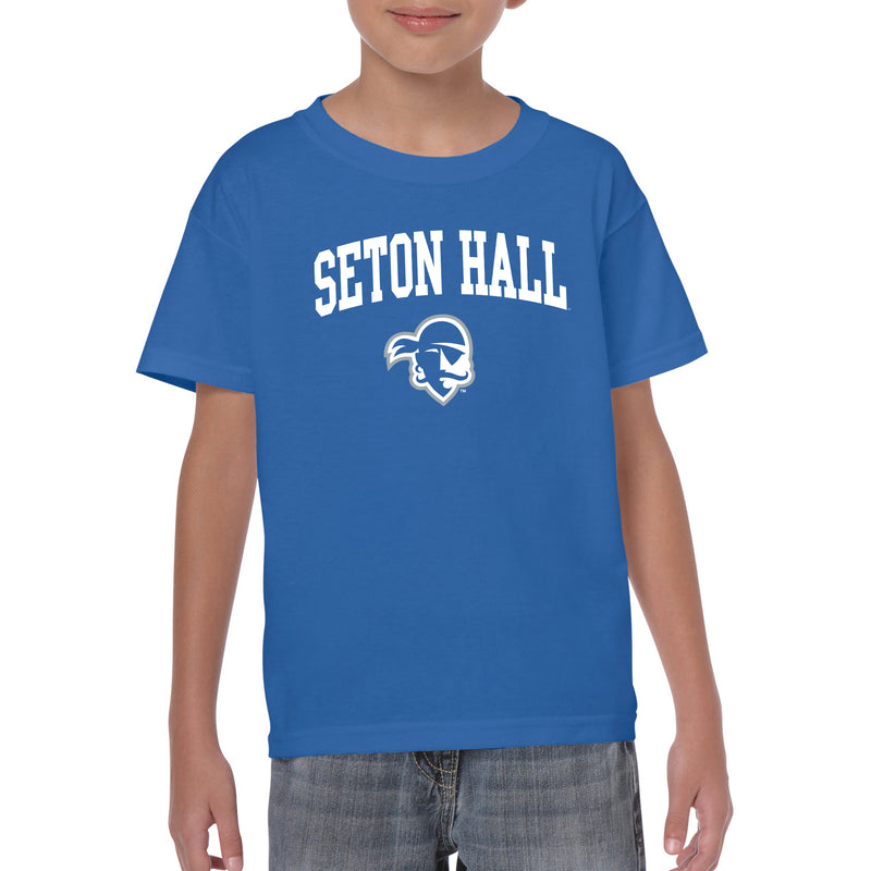 Seton Hall University Pirates Arch Logo Youth Short Sleeve T Shirt - Royal