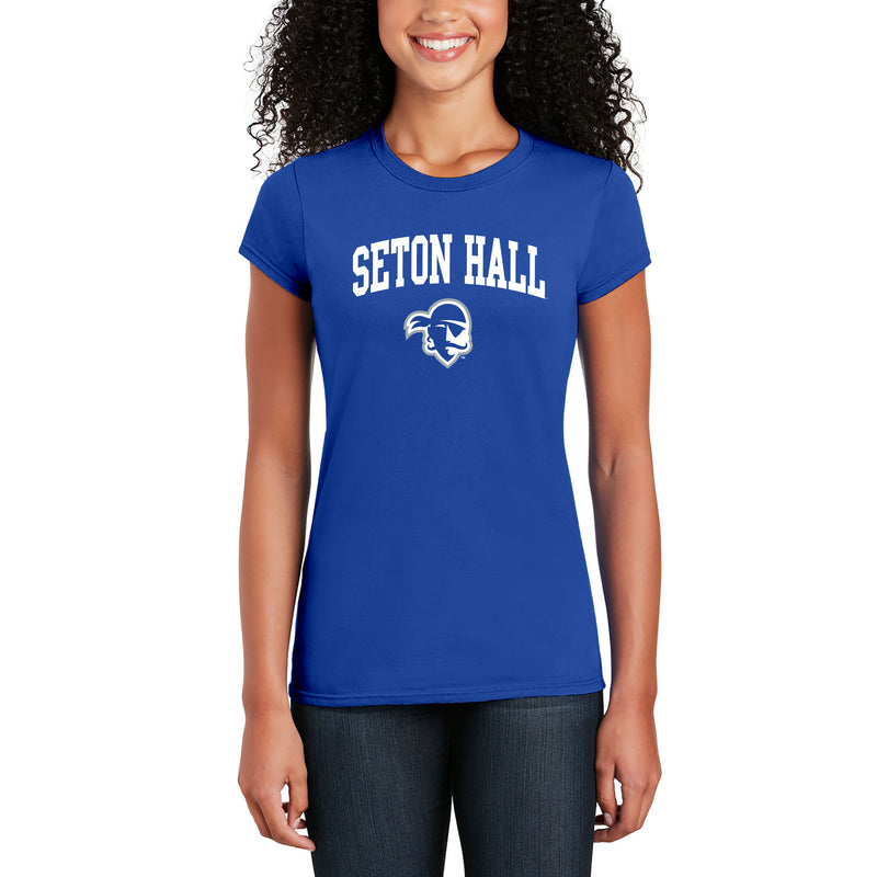 Seton Hall University Pirates Arch Logo Womens Short Sleeve T Shirt - Royal