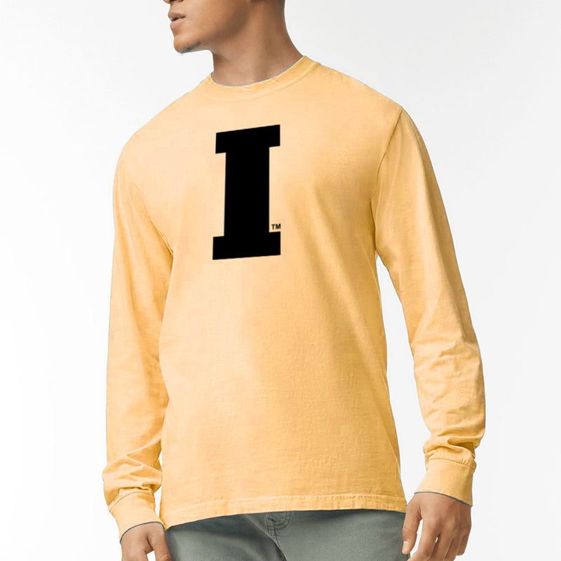 Iowa Block I Comfort Colors Long Sleeve T Shirt - Mustard