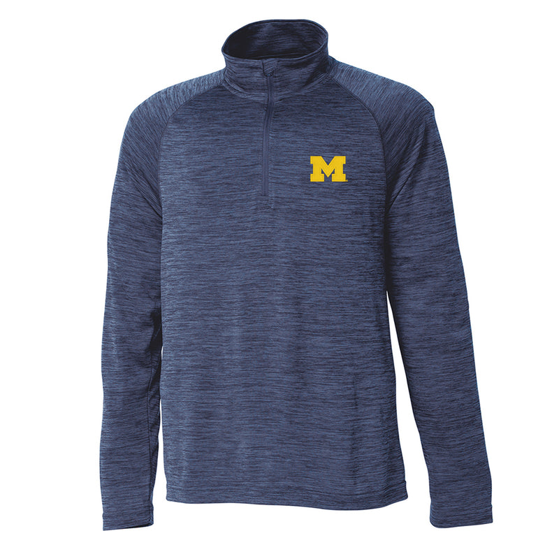 Michigan Wolverines Primary Logo Space Dye Performance Pullover - Navy