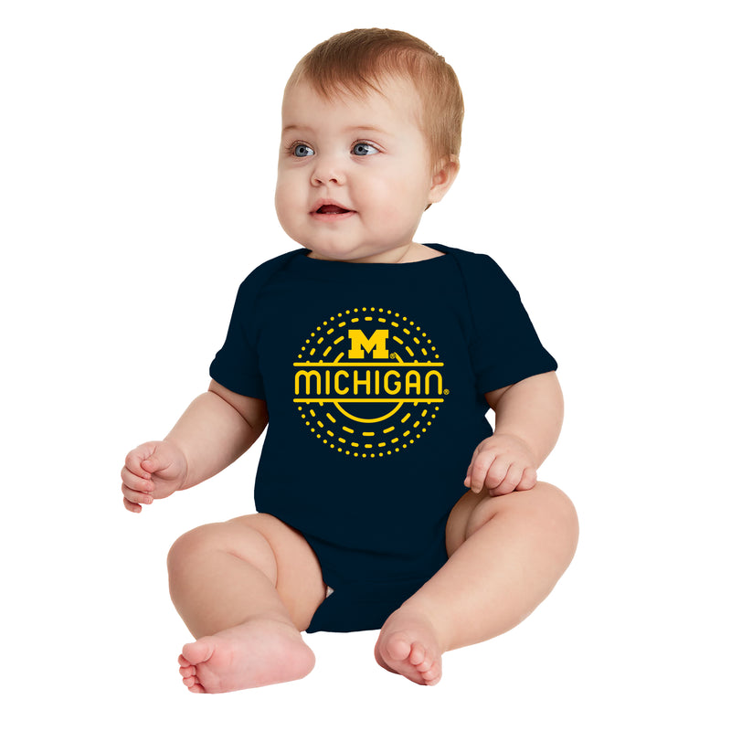Michigan Sunny Circle Infant Creeper - Navy