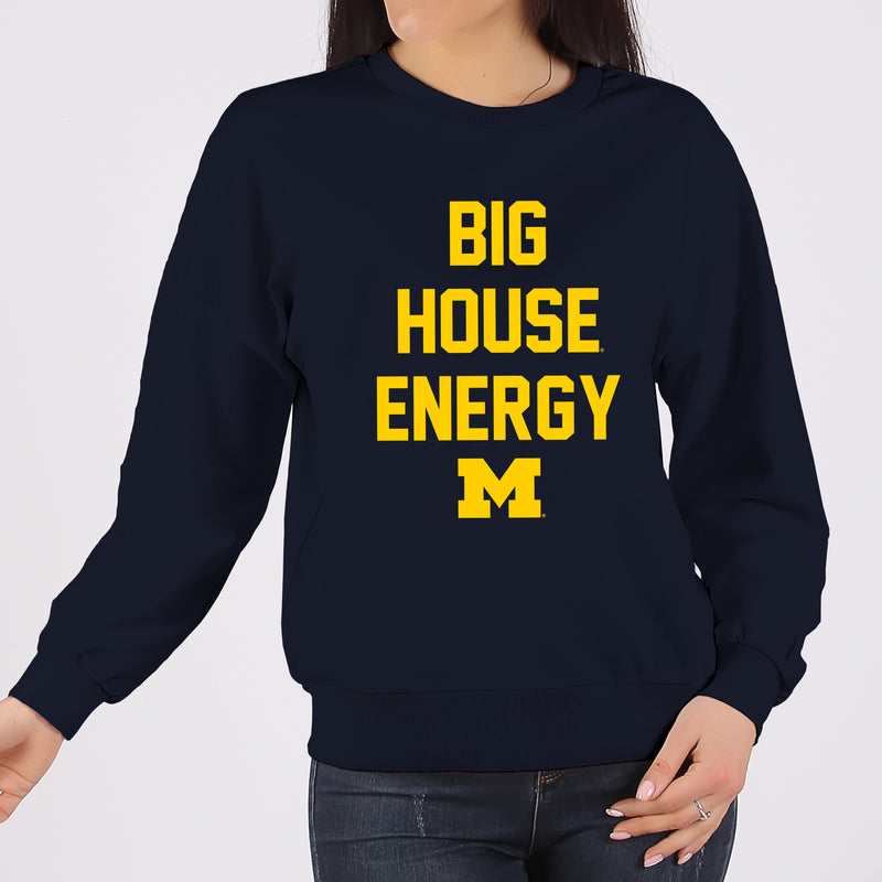 Michigan Big House Energy Crewneck Sweatshirt - Navy