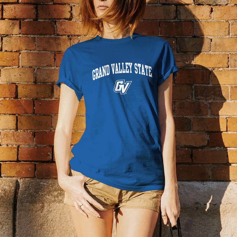 Grand Valley State University Lakers Arch Logo Short Sleeve T Shirt - Royal