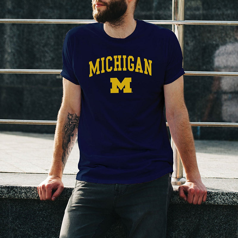Michigan Wolverines Arch Logo Short Sleeve T Shirt - Navy