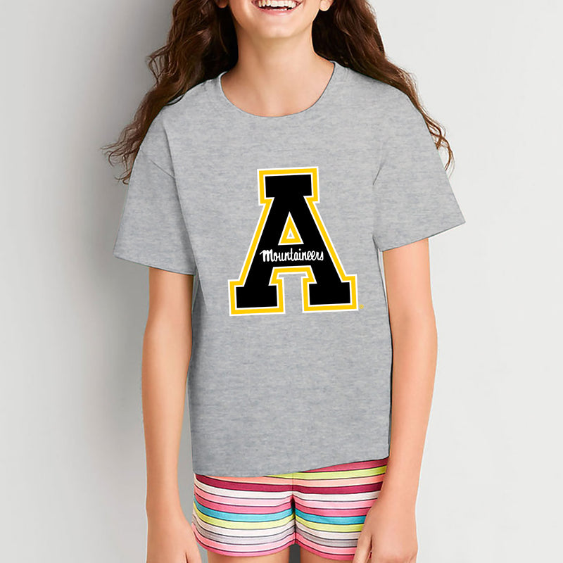 Appalachian State University Mountaineers Primary Logo Cotton Youth T-Shirt - Sport Grey
