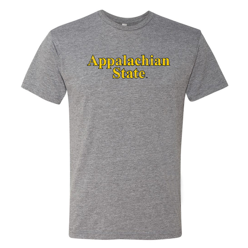 Appalachian State Distressed Wordmark NLA Triblend Short Sleeve T Shirt - Premium Heather