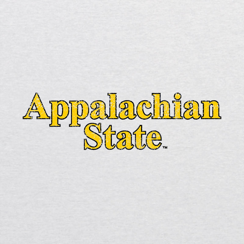 Appalachian State Distressed Wordmark NLA Raglan 3/4 Sleeve T Shirt - Heather White/Vintage Black