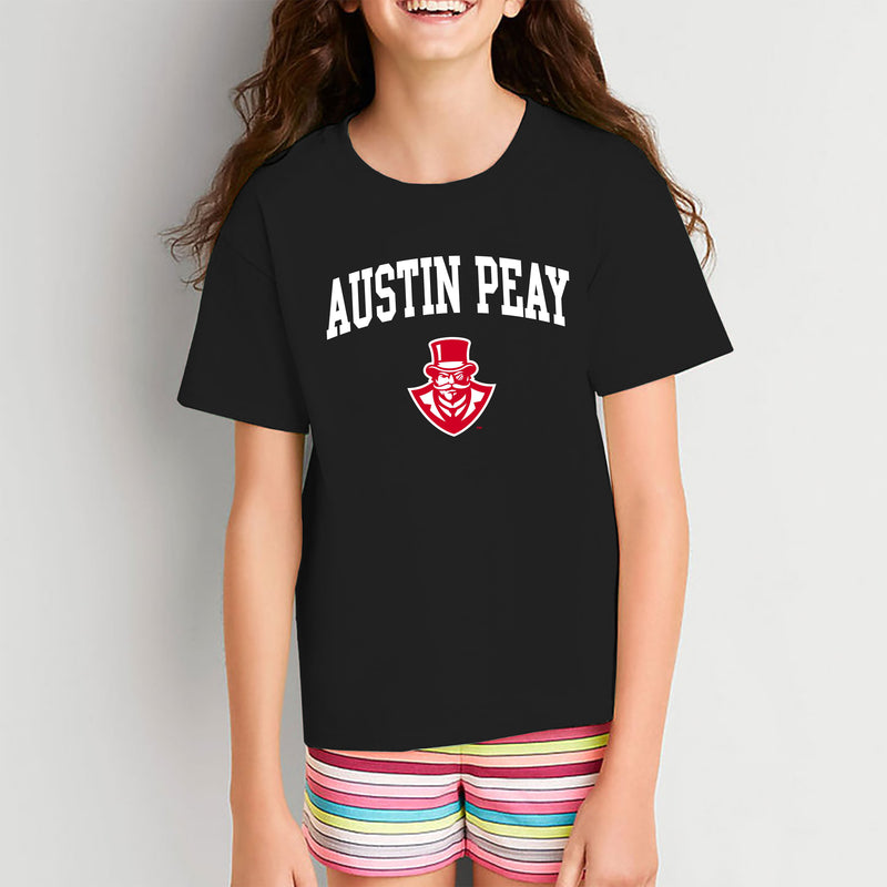 Austin Peay State University Governors Arch Logo Cotton Youth T-Shirt - Black