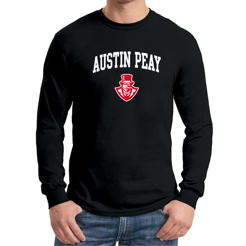 Austin Peay State University Governors Arch Logo Cotton Long Sleeve T-Shirt - Black