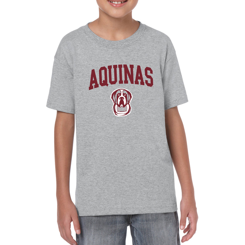 Aquinas College Saints Arch Logo Basic Cotton Youth Short Sleeve T Shirt - Sport Grey