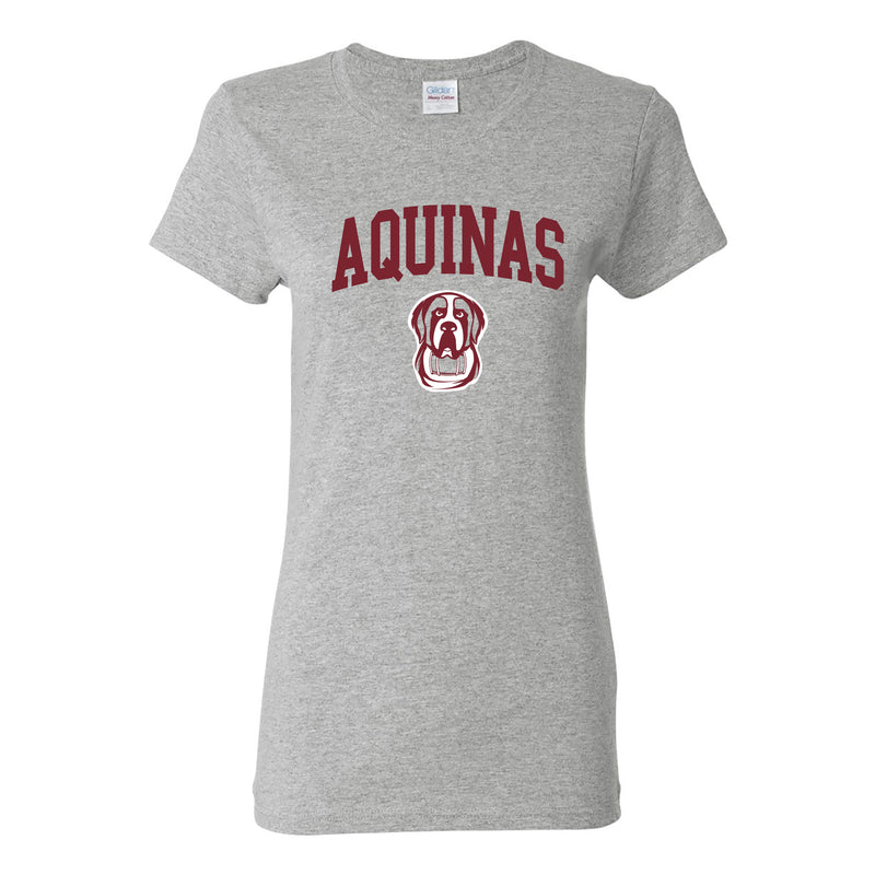 Aquinas College Saints Arch Logo Basic Cotton Womens Short Sleeve T Shirt - Sport Grey