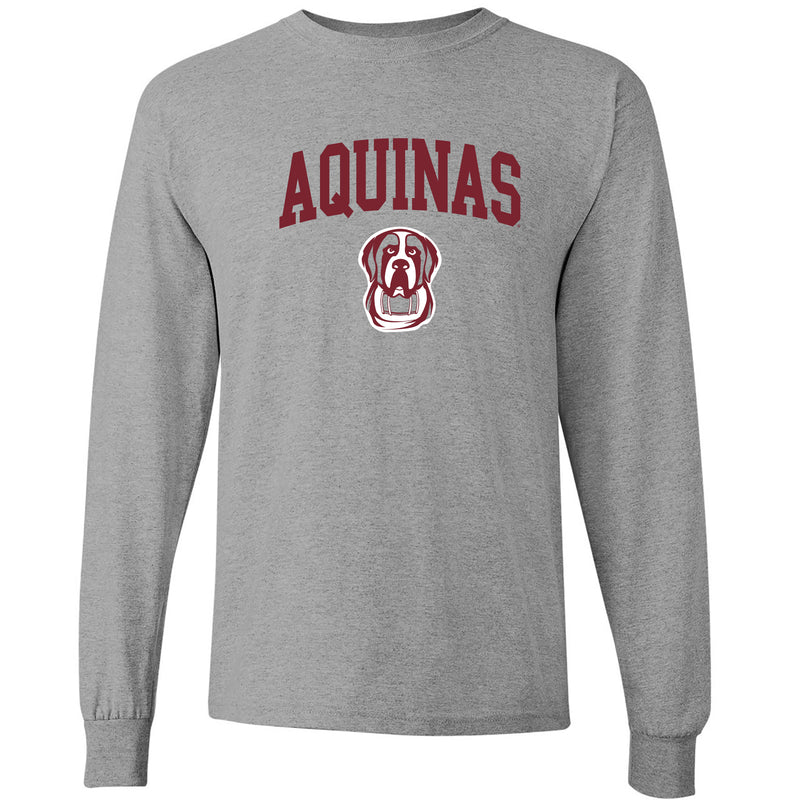 Aquinas College Saints Arch Logo Heavy Cotton Long Sleeve T-Shirt - Sport Grey