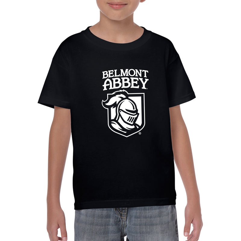 Belmont Abbey College Crusaders Arch Logo Youth Short Sleeve T Shirt - Black