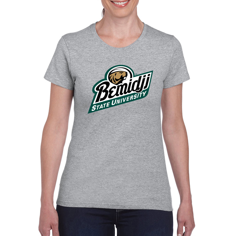 Bemidji State Beavers Primary Logo Womens T Shirt - Sport Grey