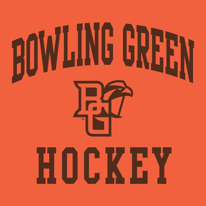 Bowling Green State University Falcons Arch Logo Hockey Short Sleeve T Shirt - Orange
