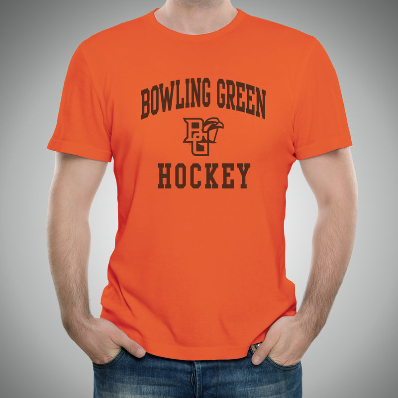 Bowling Green State University Falcons Arch Logo Hockey Short Sleeve T Shirt - Orange