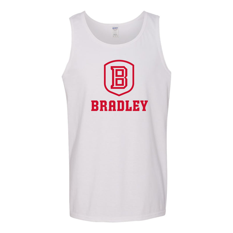 Bradley University Braves Primary Logo Heavy Cotton Tank Top - White