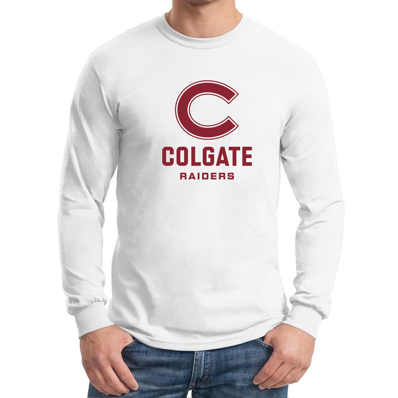 Colgate University Raiders Primary Logo Long Sleeve T Shirt - White