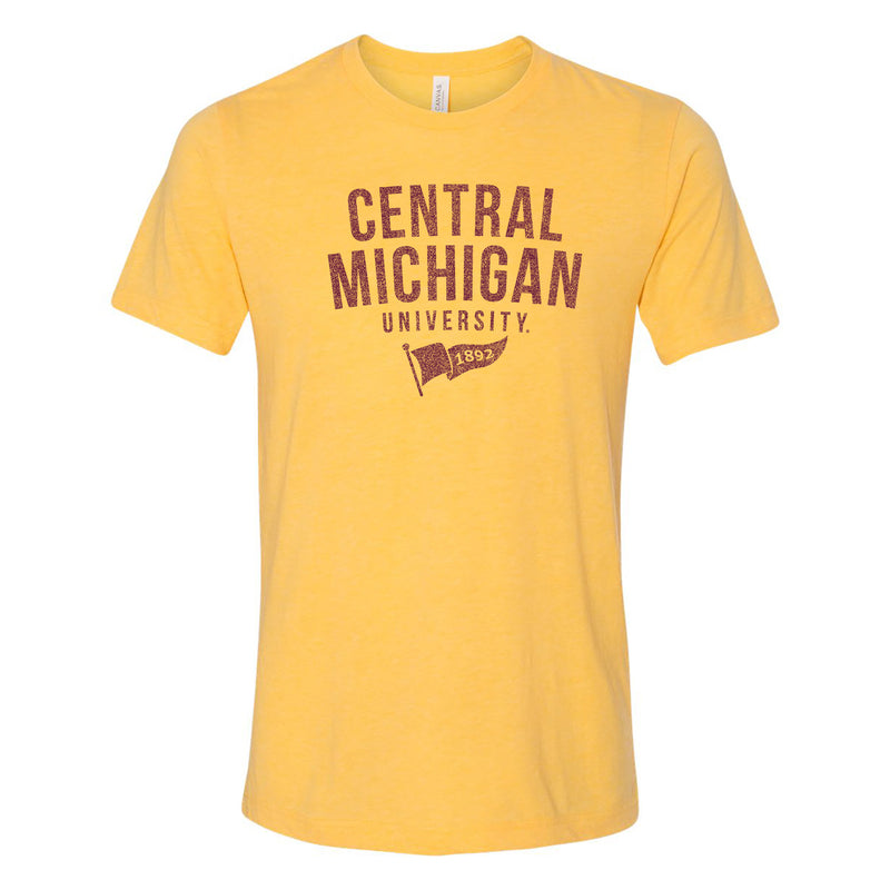 Central Michigan University Chippewas 1892 Banner Canvas Short Sleeve Triblend T-Shirt - Yellow Gold