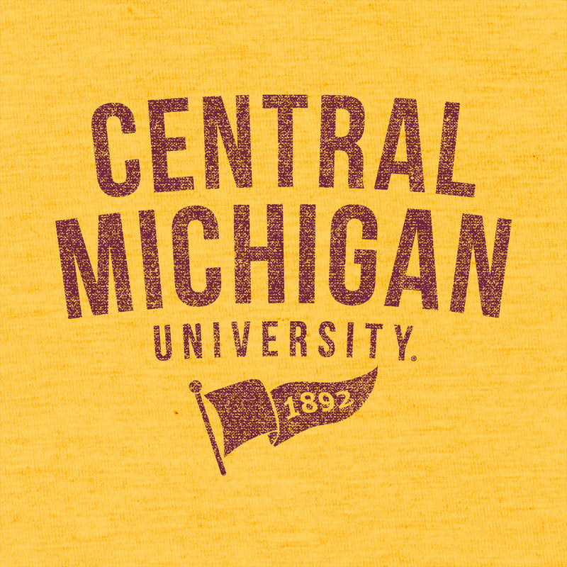 Central Michigan University Chippewas 1892 Banner Canvas Short Sleeve Triblend T-Shirt - Yellow Gold