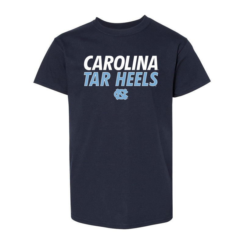 Carolina Tar Heels Stacked Youth T-Shirt - Navy