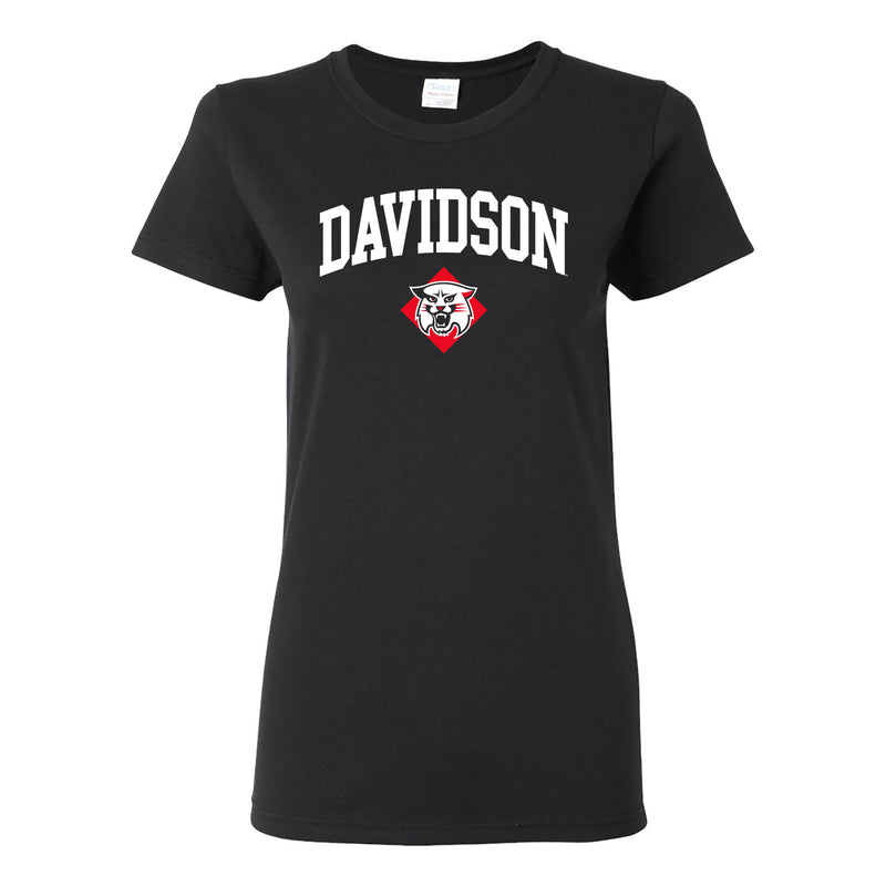 Davidson Wildcats Arch Logo Womens T Shirt - Black