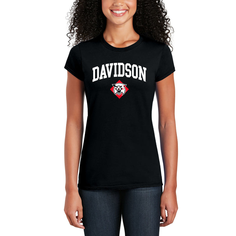 Davidson Wildcats Arch Logo Womens T Shirt - Black