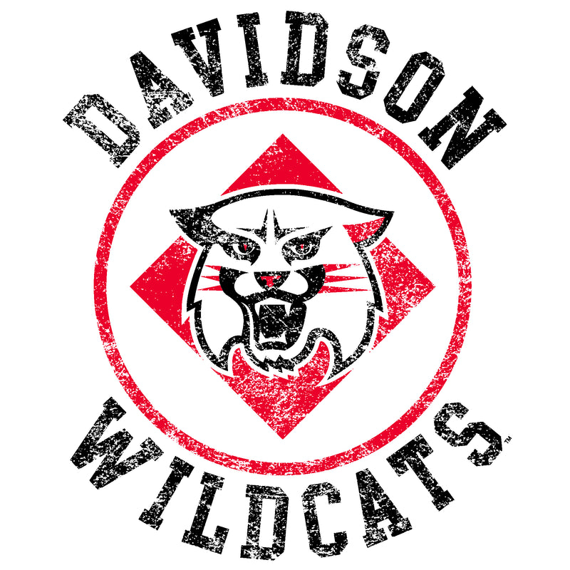 Davidson Wildcats Distressed Circle Logo T Shirt - White