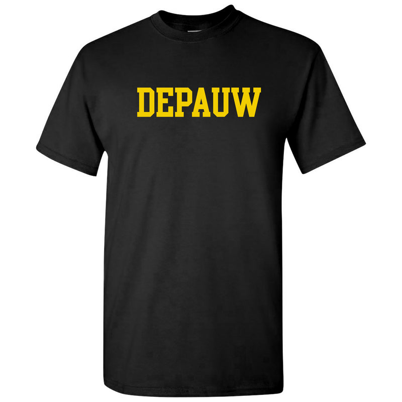 DePauw University Tigers Basic Block Short Sleeve T Shirt - Black