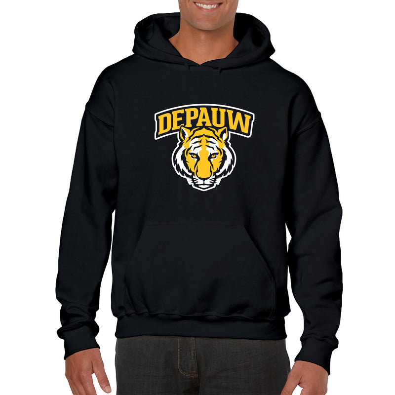 DePauw University Tigers Arch Logo Heavy Blend Hoodie - Black