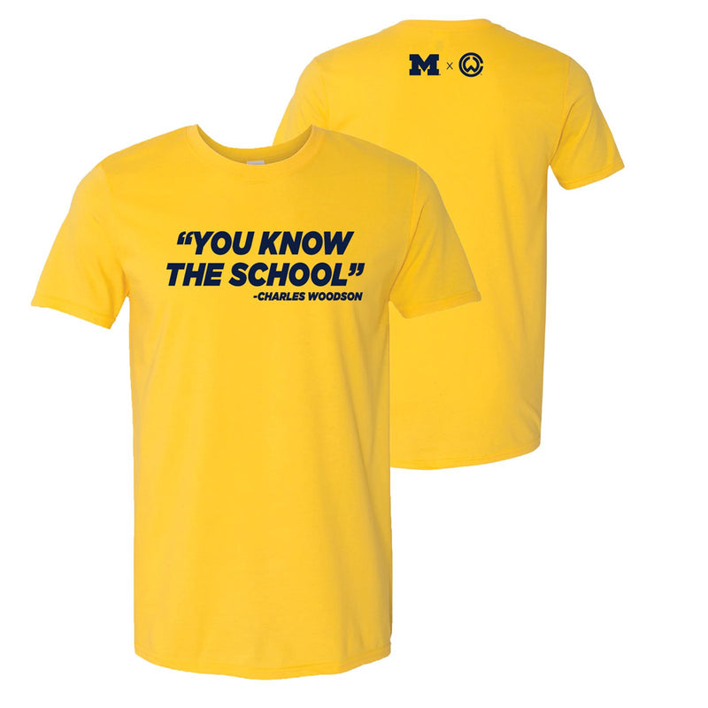 Charles Woodson You Know The School University of Michigan Next Level Short Sleeve T-Shirt - Maize