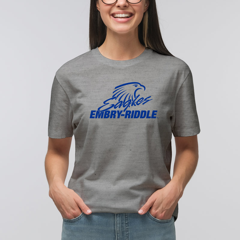 Embry-Riddle Aeronautical University Eagles Daytona Primary Logo T Shirt - Sport Grey