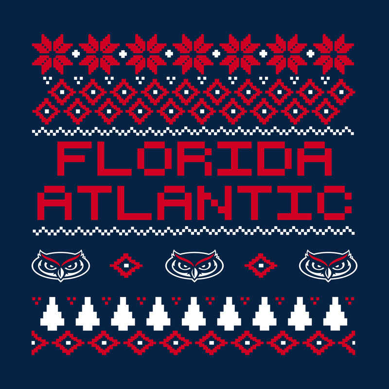 Florida Atlantic Holiday Sweater T-Shirt - Navy