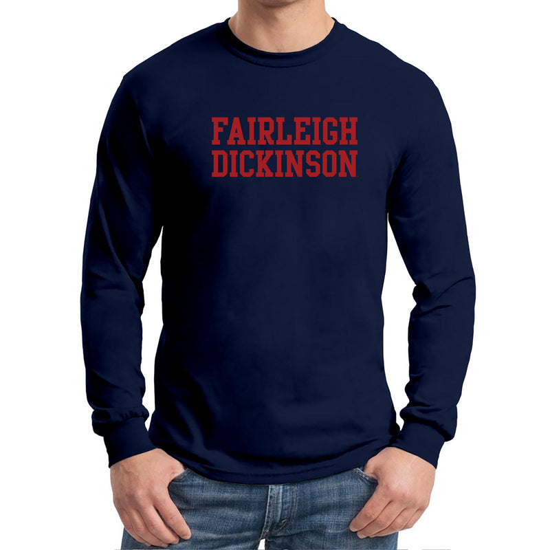 Fairleigh Dickinson University Knights/Devils Basic Block Cotton Long Sleeve T-Shirt  - Navy