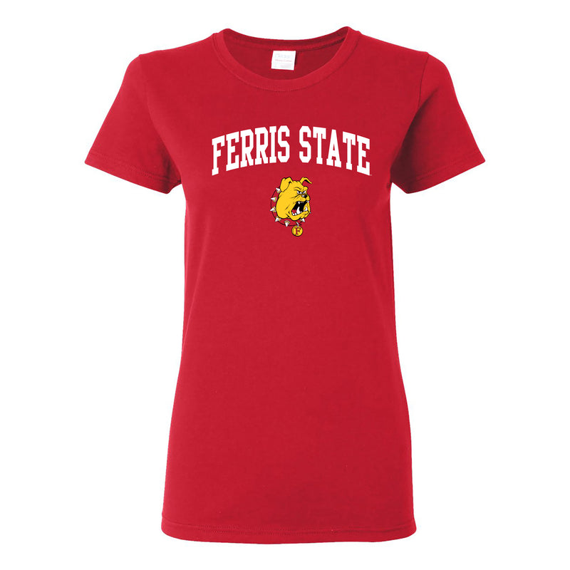 Ferris State University Bulldogs Arch Logo Womens T Shirt - Red