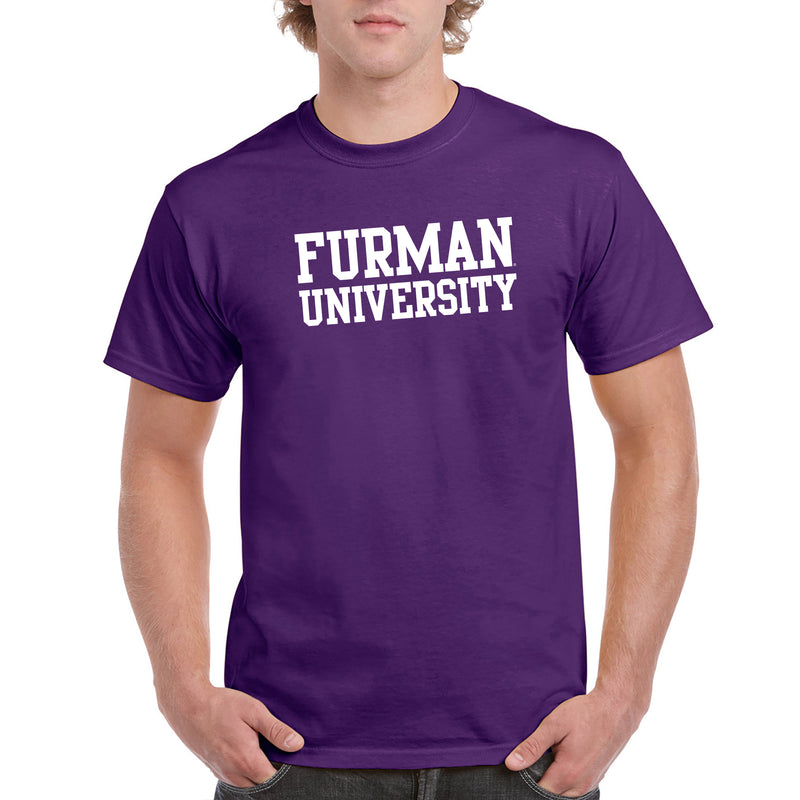 Furman University Paladins Basic Block Short Sleeve T Shirt - Purple
