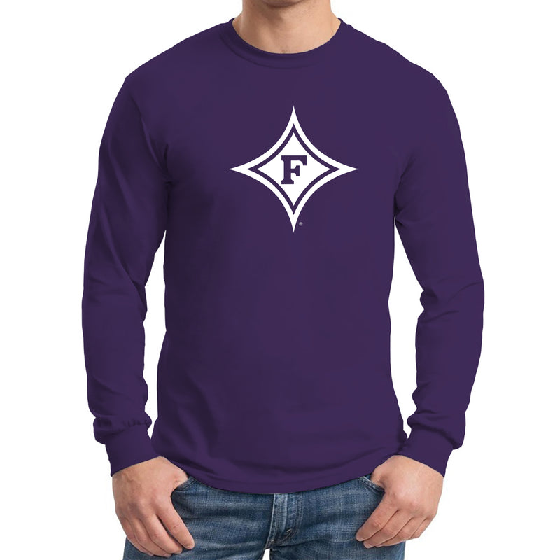 Furman University Paladins Primary Logo Long Sleeve T Shirt - Purple