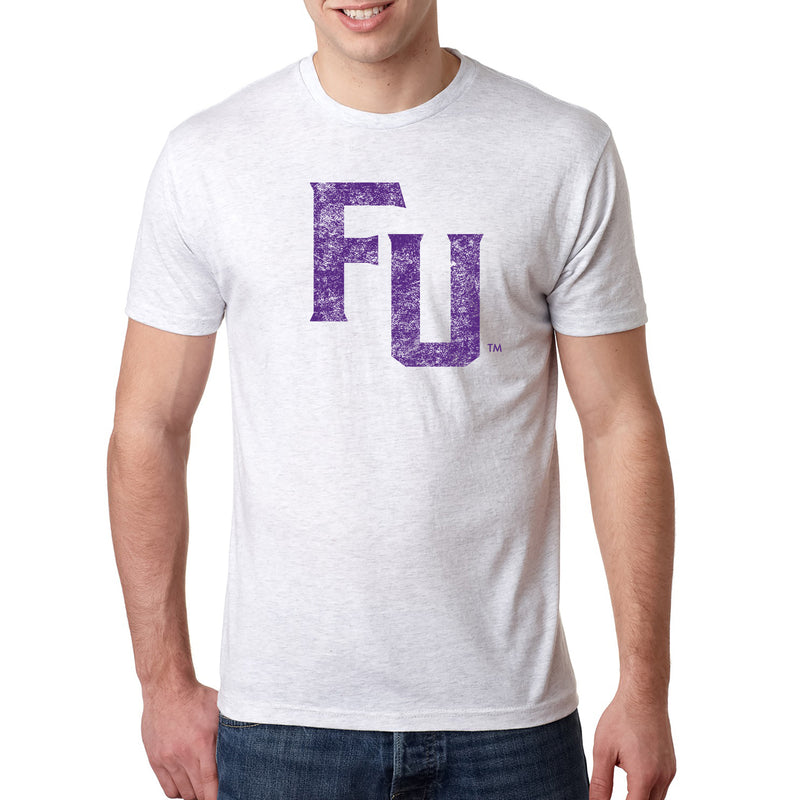 Furman University FU Distressed Triblend T-Shirt - Heather White