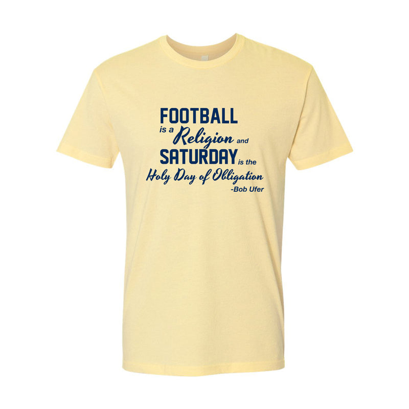 Football is a Religion University of Michigan Next Level Premium Short Sleeve T Shirt - Banana Cream